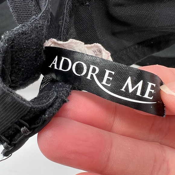Adore Me Black Lace Polka Dot Bow Adjustable Straps Bra 36C - Picture 6 of 13